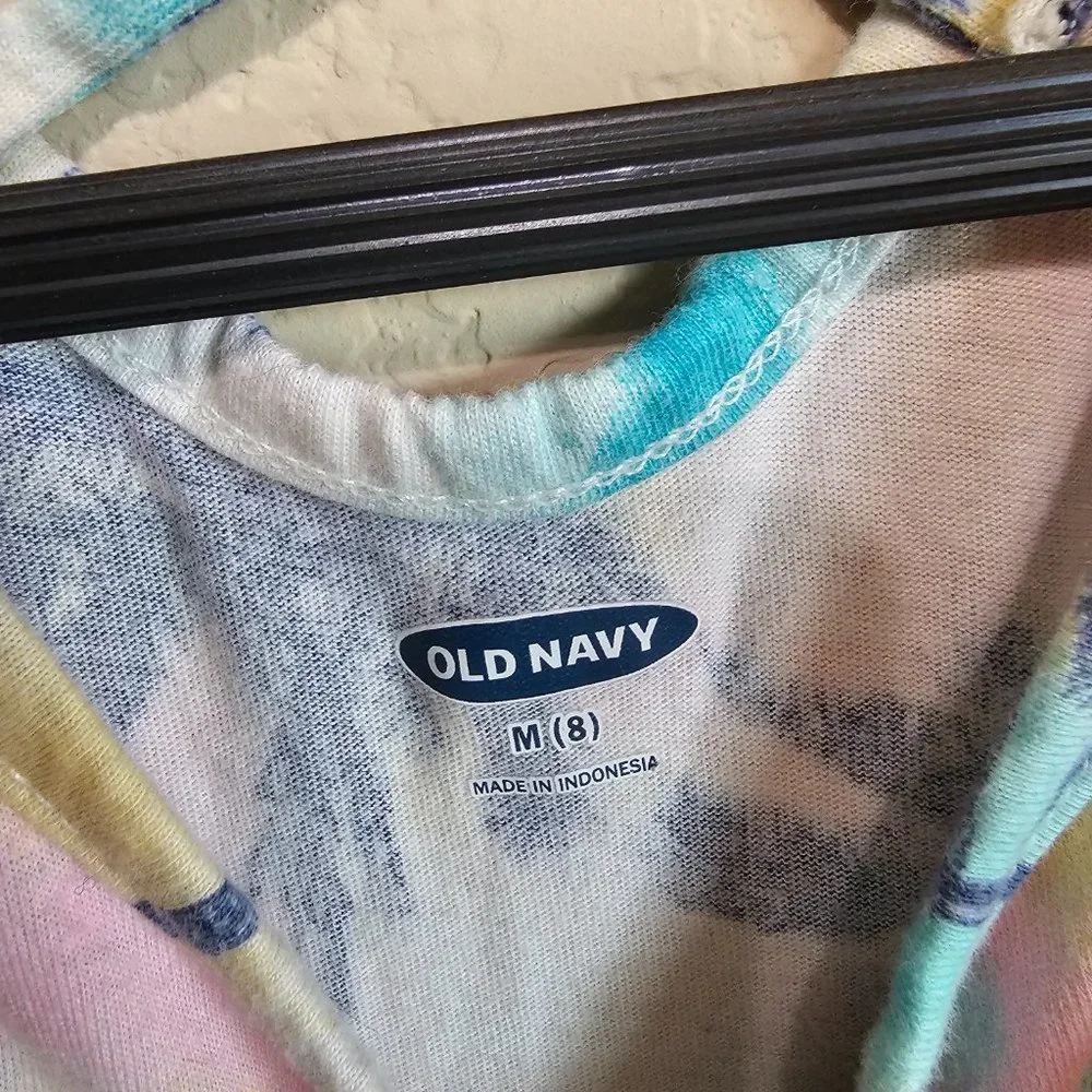 Old Navy Girls Dress Blue Palm Trees Multi Color Size M